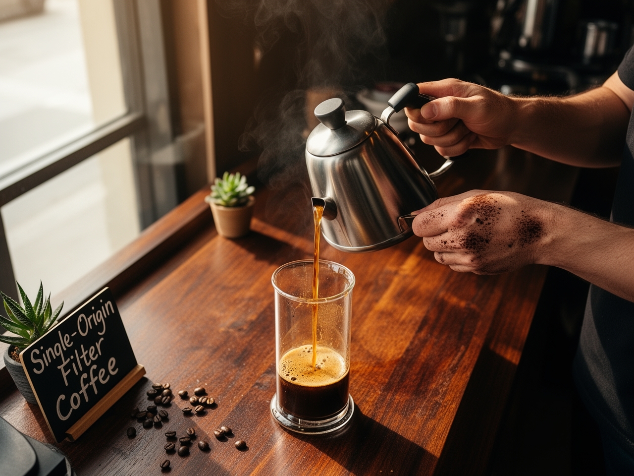 Filter coffee being poured